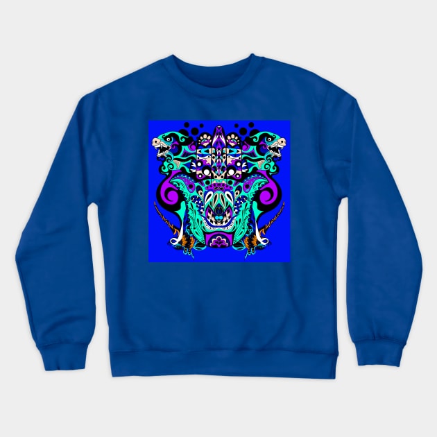 bright immortal tribal beasts in ecopop pattern Crewneck Sweatshirt by jorge_lebeau